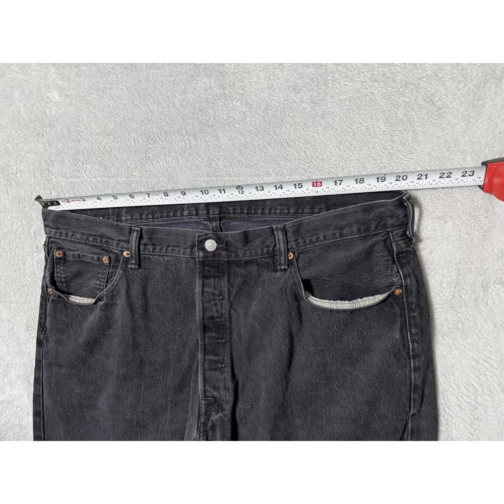 Levis 501 Jeans Mens 40x30 Black Straight Button Fly Mid Rise Dark Wash Denim